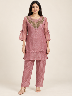 Pink Embellished Co-ord Set model product image 1