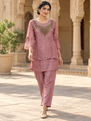 Pink Embellished Co-ord Set model product image 3