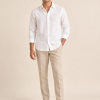 Indian male model wearing The Sky Aura white 100 percent linen shirt
